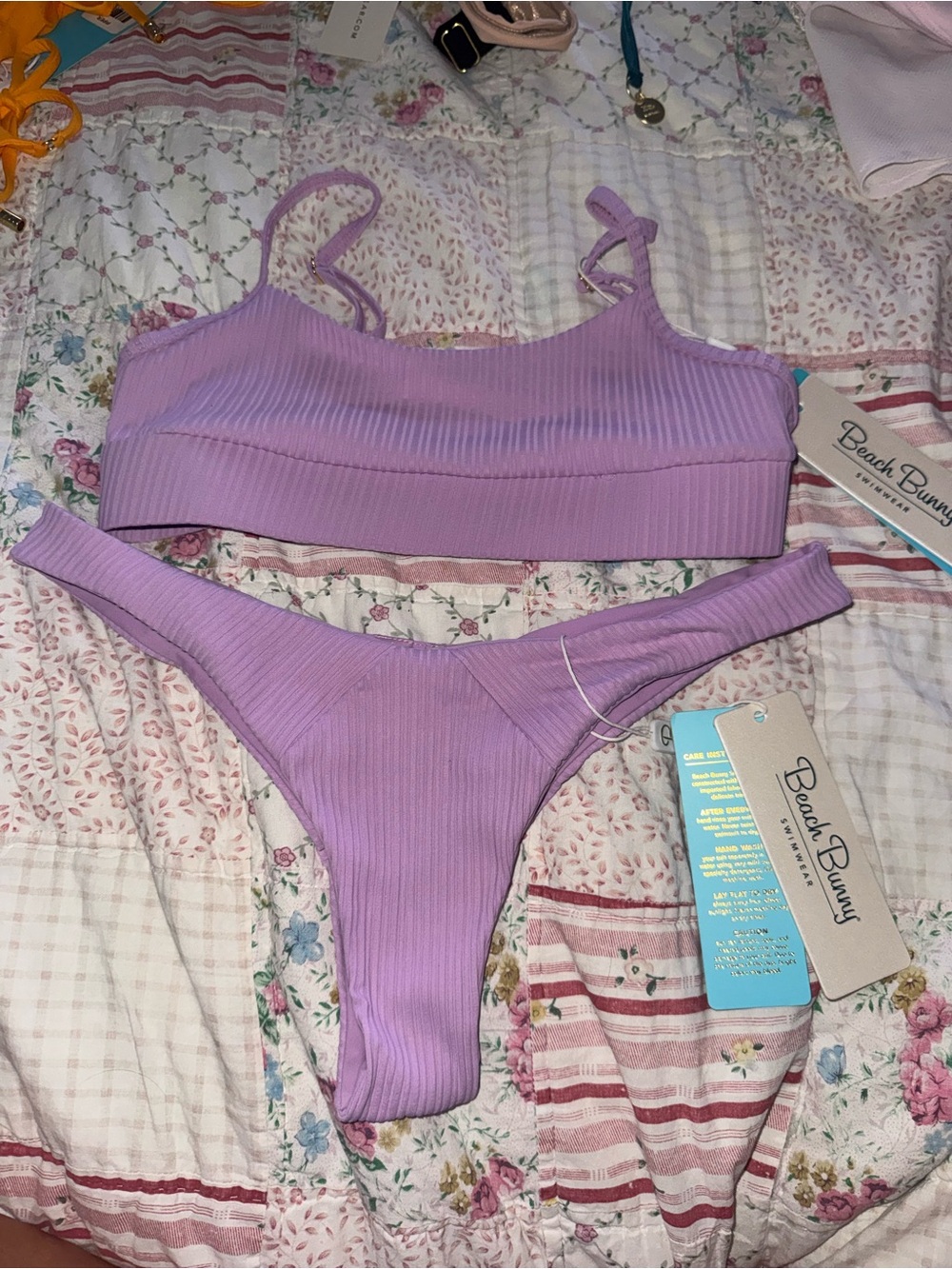 Beach Bunny Lavender Ribbed Two-Piece Bikini Set